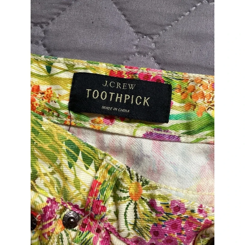 J. Crew Toothpick Pants Womens 26 Floral Print Liberty Art Ankle Jeans festival - Picture 2 of 16